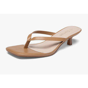 Women's Kitten Heel Sandals Square Toe Slip on Flip Flop Heels 2 Inch Thong Sandals Party Dress Heeled Sandals Size US 8.5