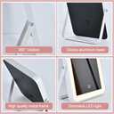 Rechargeable Vanity Mirror with Lights,Desk Makeup Mirror with Lights,Portable Travel for Makeup Desk  Dressing Room,3 Color Lighting, Dimmable Touch Screen (10"L x 7"W, White)