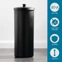 iDesign Freestanding Bathroom Toilet Paper Storage Holder with Lid for 3 Extra Rolls, Matte Black