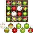 Set of 16 Christmas Tree Ornaments Decorations Balls 2.36'', Red and Green Glittery Christmas Hanging Balls Tree Decor Ornaments Indoor Decorations Shatterproof, Xmas Home Holiday Decor Presents