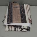 Beige Bohemian No Hook Shower Curtain,Boho Stripe Double-Layered Shower Curtain with Snap-in Liner and Weights,National Style Fabric Bath Curtain with See Through Mesh, 71x74in