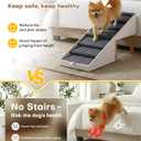 Dog Ramp for Bed & Couch, 21.06 inches High Dog Stairs for Large/Medium/Small Doggie, Foldable 2 in 1 Wooden Pet Steps for Puppy Older and Injured Dogs, Split Ottoman Design, No-Slip Surface (Apricot)