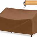 Outdoor Bench Cover, 2 Seater Patio Bench Cover, Waterproof Heavy Duty Patio Furniture Protector with Air Vents, Buckle Straps and Drawcord, 53 x 26 x 35 in, Brown