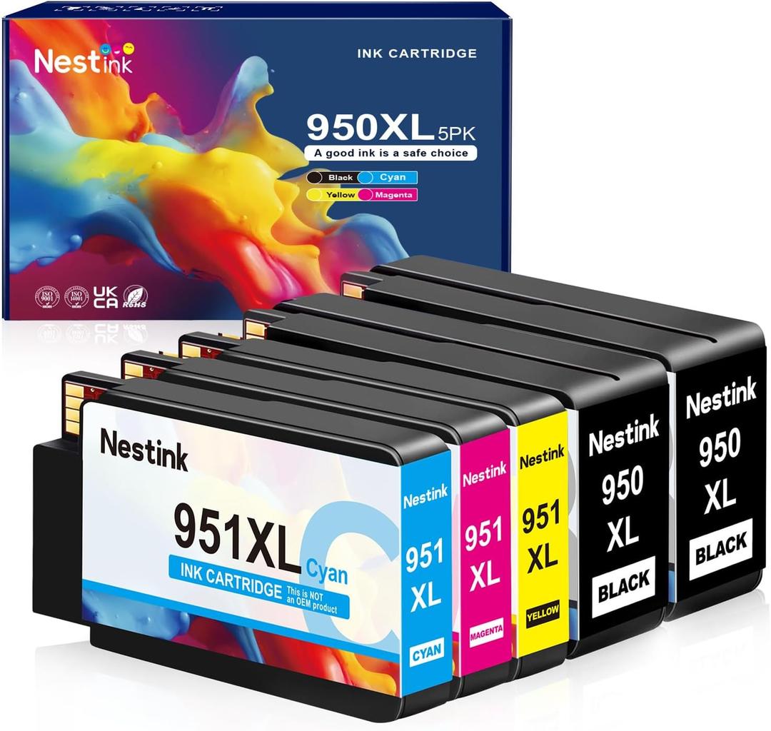 950XL 951XL Combo Compatible for HP 950 XL 951 XL Ink Cartridge Replacement for HP OfficeJet Pro 8600 8610 8620 8100 8630 8660 8640 8615 76DW 251DW (2 Black, 1 Cyan, 1 Magenta, 1 Yellow)