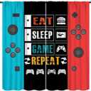 Kids Vintage Game Controller Curtains for Bedroom, Gaming Gamepad Window Treatment Gamer Room Red Blue Gamepad Window Drapes for Boys Girls Teens Man Living Room Playroom W42xL45in(Decor)