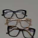 Oversized Reading Glasses Women Cat Eye Blue Light Computer Reader Stylish Unbreakable Fashion Large Eyewear PT2001A (Readers black&tortoise&champagne) 2.5