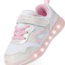 SKYWHEEL Toddler Girls Boys Light up Shoes LED Flashing Lightweight Mesh Breathable Walking Sneakers for Toddler and Little Kids Running, Size 8