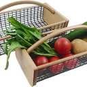 2pcs Garden Hod Harvest Basket, Durable Wooden Gardening, Supply Suitable For Kitchen, Picnic And Outdoor Picking