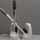 2 Pack Toilet Bowl Brush with Holder for Bathroom, Under-Rim Double Brush Head, Long Handle Household Cleaning Brushes Set (2 Pack Grey Brush with Holder)