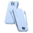 Portable Charger with Built-in Cables and Wall Plug, 10000mAh PD20W USB C Power Bank Fast Charging with LED Display, External Battery Pack Travel Essentials Compatible with iPhone, iPad, Samsung Blue