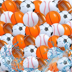 Sosation 100 Pcs Inflatable Sports Balls 16 Inch Inflatable Beach Ball Blow up 4 Styles Sports Party Decorations Balls of Swimming Pool Summer Pool Toys for Indoor Outdoor Beach