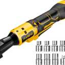 1/2 Inch Cordless Ratchet Wrench Compatible with DeWalt 20V Max Battery, 74Ft-Lbs (100N.m) High Torque, Brushless Motor, 0-400RPM Variable Speed, 7 Sockets, 1/2" to 3/8" Adapter, 3" Extension Bar