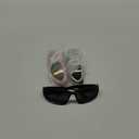knliwkm 3 Pairs Oval Sporty Wrap Around Sunglasses Y2K Futuristic Glasses Shades for Women Men Trendy Fashion Silver