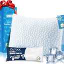 QUTOOL Enhanced Cooling Pillows for Sleeping, CertiPUR-US Shredded Memory Foam Pillows Queen Size Set of 1 for Hot Sleeper, Adjustable Bed Pillow for Side, Back, Stomach Sleepers Support Yet Soft Blue