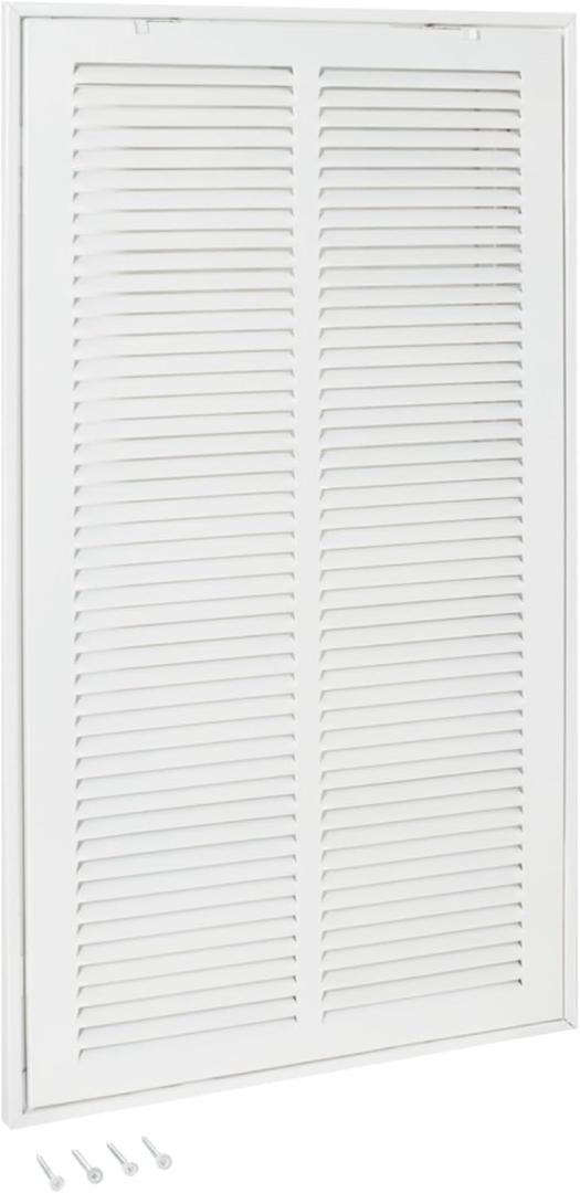 EZ-FLO 12 x 24 Inch (Duct Opening) Return Air Vent Cover for Wall or Ceiling, Solid Steel Return Air Filter Grille, HVAC Vent Cover, White, 61668