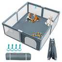 Foldable Baby Playpen - 71"79" Collapsible Play Pen for Babies and Toddlers - Indoor Outdoor Travel Playpen - Sturdy with Mesh View Portable Play Yard - Folding Play Pen with 4 Handles and Carry Bag