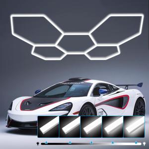 LED Hexagon Garage Light: Upgraded 10-100% Dimmable LED Garage Hexagon Lights, 25 Packs LED Light, 26400LM Super Bright Honeycomb Lights for Gym Basement Hair Salon (White)