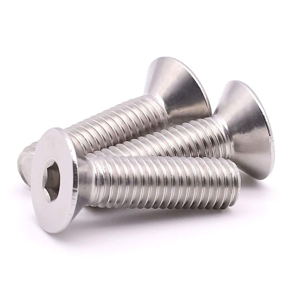 5 x M3-0.5 x 8 mm (100 Pack) Stainless Steel Flat Head Socket Head Cap Screws, Hex Drive Flat Head Screws Machine Screws, Full Thread, Bright Finish