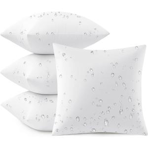 MIULEE Outdoor Pillow Inserts 18x18 Pack of 4 Waterproof Throw Pillow Inserts Decorative 100% Virgin Fibers Filling for Patio Sofa Couch