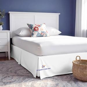 16 Inch Drop Bed Skirt King Size with Platform to Stay in Place Elegant Pleated Design with Split Corners Wrinkle Resistant Fabric for Modern and Stylish Look - White
