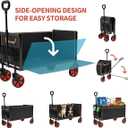 Foldable Wagon Cart with All-Terrain Wheels, 220LBS Load Capacity Collapsible Grocery Cart, Lightweight Portable Utility Wagon for Market Shopping, Apartment, Sports, Beach, Camping