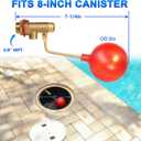 3/8" Water Float Valve for Pool Heavy Duty Brass Auto-Fill Valve, Compact Design with 3" Large Float for Reliable Shut-Off, 125 PSI Water Level Controller