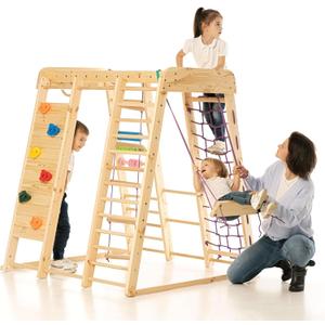 Indoor Playgroud Jungle Gym for Toddlers Slide,Climbing Toys for Toddlers Playset-Indoor Play Gym Swedish Ladder,Climbing Play Structure Set for Kids-Indoor Playground - Akvarelka