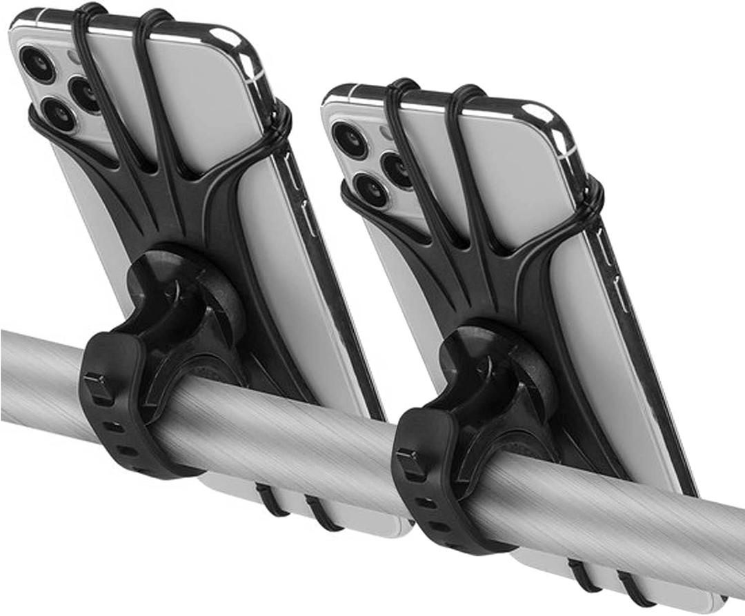 Kinizuxi 2 Pack Universal Bike Phone Mounts, 360 Rotation Silicone Holders for iPhone and Samsung, Compatible with 4.7-6.8 Inches Phones, Easy Installation