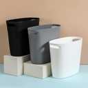 Plastic Small Trash Can Slim Waste Basket with Handles 3.2 Gallon Narrow Garbage Container Bin for Bathroom, Bedroom, Kitchen, Home Office Under Desk, Dorm, Laundry Room, Kids Room, Black 2 Pack
