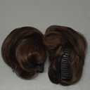 2 PCS Ponytail Extensions Claw Clip Short Pony Tails Wavy Curly Synthetic Hairpieces for Women 12 Inch + 14Inch Set Chocolate Multi