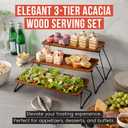 Chef Pomodoro 3 Tiered Serving Trays & Platters with Non-Slip Base for Food Display, Cupcake Stand, Elevated Charcuterie Board Cake Stand, Wooden Tiered Dessert Serving Stand for Parties and Events