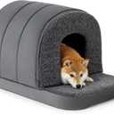 Indoor Dog House - Orthopedic Dog Tent Bed w/Egg-Crate Foam - Pet Bed with Cover Cave - Waterproof Lining - Nonskid Bottom, Ideal for Medium Breeds & Fits 30-Inch Crate - 29"x18" (Charcoal)