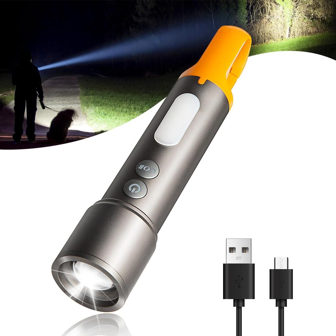 2 x X723 LED Flashlights with 3000 High Lumens - Bright Zoomable Rechargeable Flashlights with 9 Modes for home, IPX6 Waterproof Small FlashLight for Emergencies, Camping, Hiking and Outdoor Use