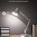 LEPOWER Metal Desk Lamp, Adjustable Goose Neck Architect Table Lamp with On/Off Switch, Swing Arm Desk Lamp with Clamp, Eye-Caring Reading Lamp for Bedroom, Study Room &Office (Silver)