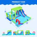 WELLFUNTIME Inflatable Water Slide & Water Park with Blower, Dual Bounce House Jumping Castle with Sunshade, Climbing Wall & Basketball Hoop, 176 x 171 x 84 inches