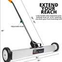 NEIKO 53418A 36-Inch Magnetic Pickup Sweeper with Wheels, Adjustable Handle, and Floor Magnet, Heavy-Duty Magnet to Pick Up Nails, 55-Pound Capacity