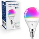 Lightinginside E12 Smart Light Bulbs 50W Equiv., G16.5 RGBCW Candelabra Chandelier Ceiling Fan Smart Bulb Works with Alexa/Google Home/Smart Life, 5W 550LM, 2.4G WiFi Bluetooth Bulb, ETL Listed, 1PC