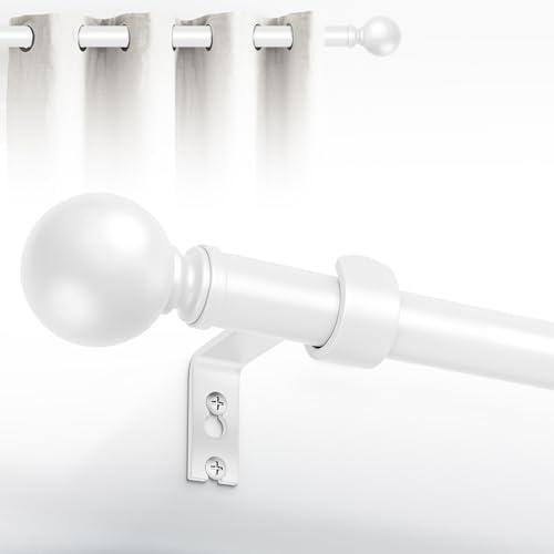 Hei!Dear White Curtain Rods for window 20 to 40 Inches(1.67-3.33 Feet), Adjustable 5/8 inch, Heavy Duty Decorative Drapery Rods,Small Window Rods Set,Size: 18"-45",White