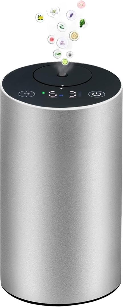 Waterless Essential Oil Diffuser Aromatherapy Scent Diffusers for Home, Office, Hotel, Bedroom Modern and Elegant Mini Fragrance Diffuser Cordless and Portable with Digital Display(Grey)