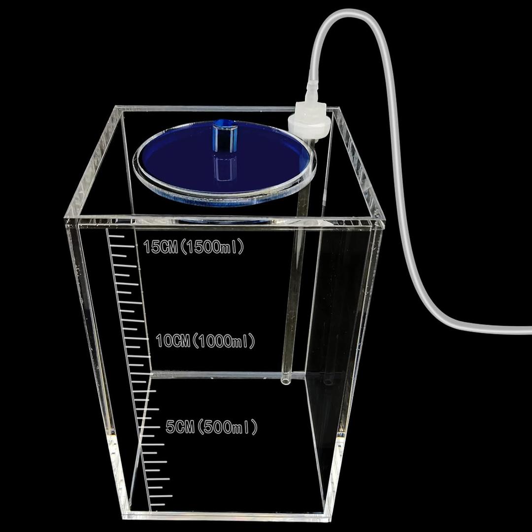 Dosing Container,Aquarium Air Pump Accessories, Dosing Pump Liquid Containers Liquid Storage Bucket Made of Acrylic ,Reservoir (1.5L/0.4gal Blue Lid)