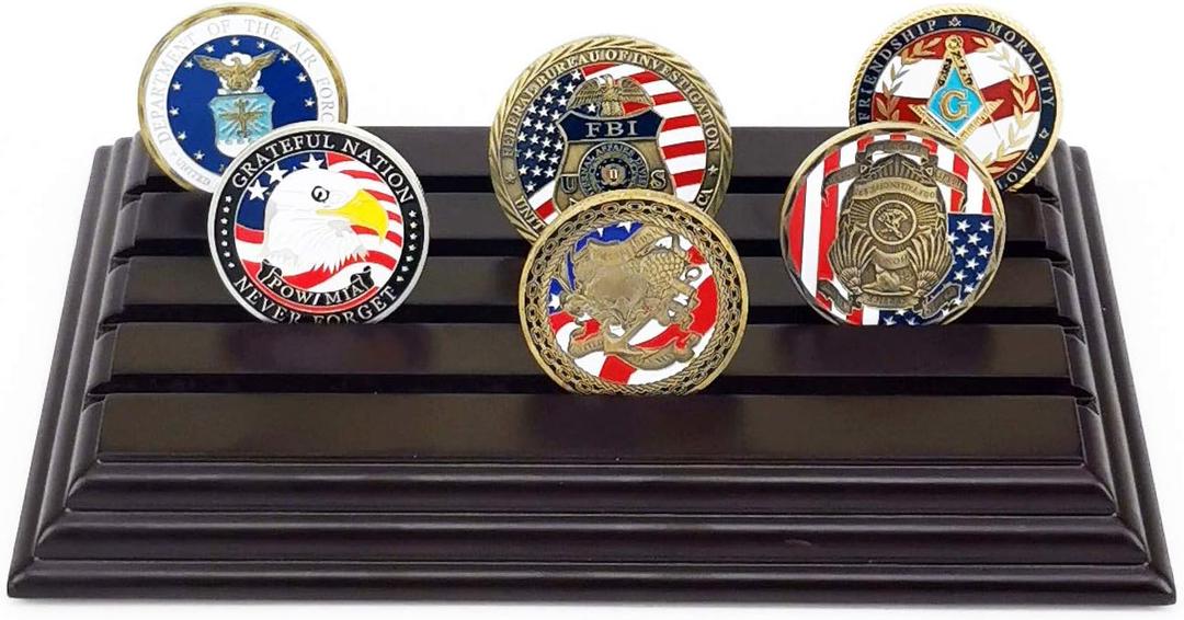 Glamtune 4 Row Challenge Coin Holder, Military Coin Display Stand