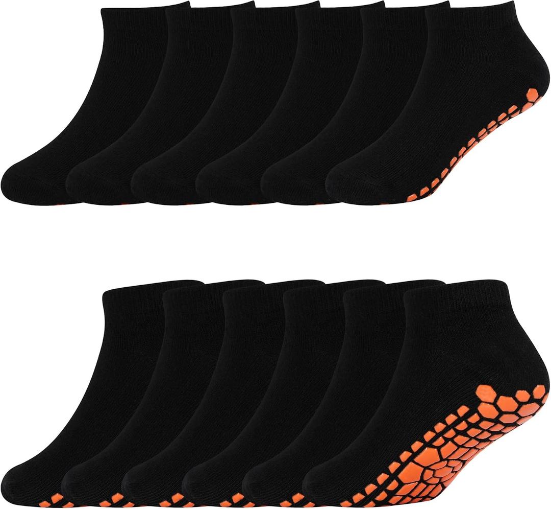 SkiBeaut Kid Trampolines Socks Ankle Grips Non Slip Child Socks for Boys Girls 2-5/6-9/10-13 Years (Black)