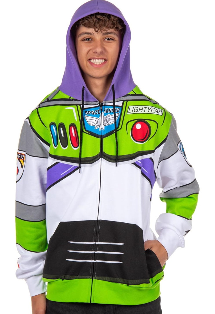 Disney Pixar Toy Story Men's I Am Buzz Lightyear Astronaut Costume Adult Sweatshirt Zip Hoodie, XXL