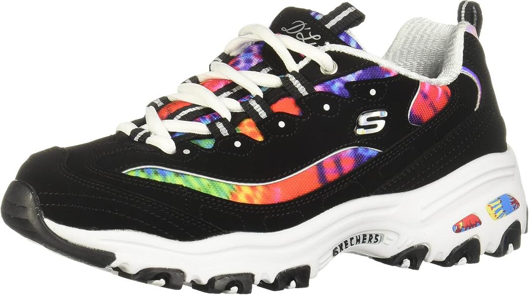 Skechers Women's D'Lites Summer Fiesta Sneaker (8, Black Multi)