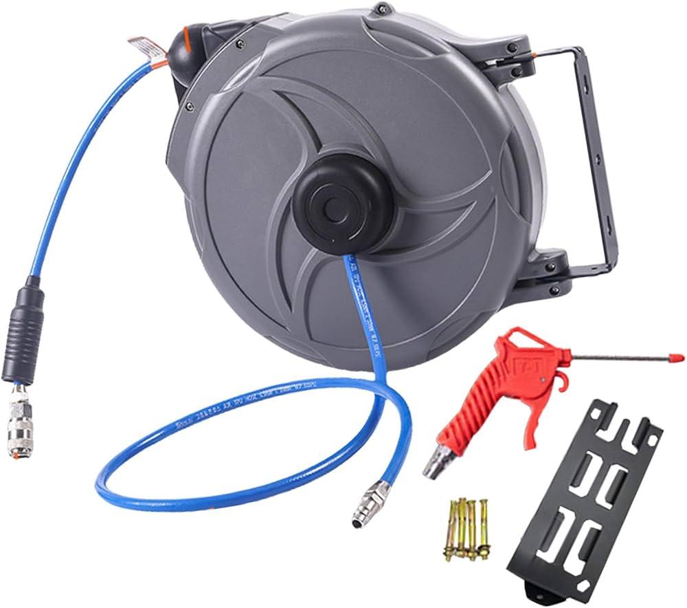 Retractable Air Hose Reel No Entanglement Work Portable Pressure Washer Hose Reel Multifunctional for Workshop Home Studio Garage
