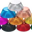 Sumind 400 Pieces Foil Cupcake Liners Standard Size Metallic Cupcake Liners Paper Baking Cups Muffin Case Decoration Cups, 10 Colors