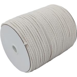 Braided Macrame Cord 4mm x 172 Yard, Beige Color, Natural Braided Cotton Cord, Braided Rope for Crafts, Drawstring Cord, Casing Shape, Natural Macrame Supplies for Plant Hanger Wall Hanging