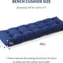 IPYNBAP Outdoor Bench Cushion, 48x18x5 Inch, Waterproof Bench Cushion for Outdoor/Indoor Furniture, Tufted Patio Bench Seat Cushion, Fade Resistant Outdoor Cushions for Porch Swing Couch, Navy Blue