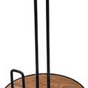 Farmhouse Paper Towel Holder for Kitchen Countertop, Wooden and Wire Countertop Paper Towel Holder with Side Arm, Kitchen Dining Decor - Great for Jumbo Family Size Rolls