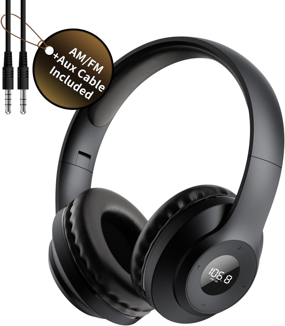 X5 AM FM Radio Headphones Rechargeable, Personal Portable Radio Headset am/fm Digital Earmuff with Best Reception for Jogging, Mowing, Cycling, Meeting, Church